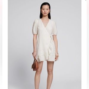 & other stories white puff sleeve wrap mini dress